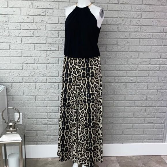 MSK Women Wide Leg Animal Print Halter Jumpsuit Size S - Picture 1 of 9